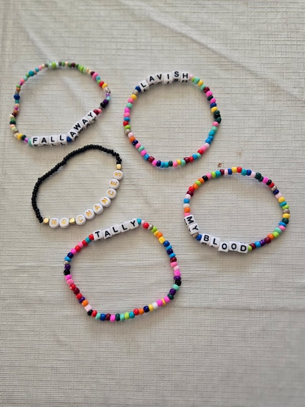 Handmade Twenty One Pilots seed beaded bracelets, set of 5